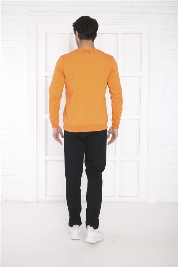 Escetic Orange Erkek 3 İplik Şardonlu Nefes Alan Spor Slimfit Sweat Eşofman Takımı 3078