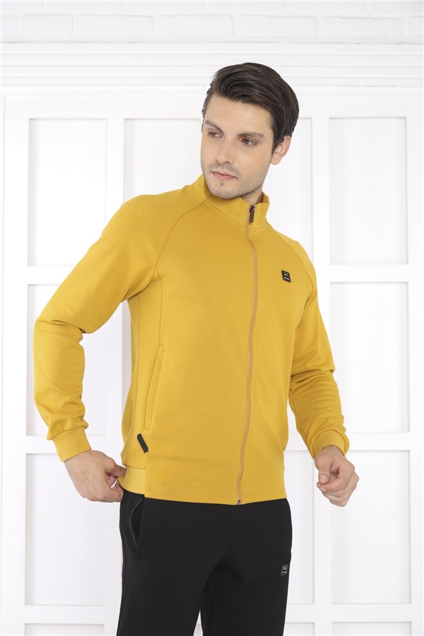 Escetic Hardal Erkek Dik Yaka 4 Mevsim Nefes Alabilen Pamuklu Spor Slimfit Eşofman Takımı 6767