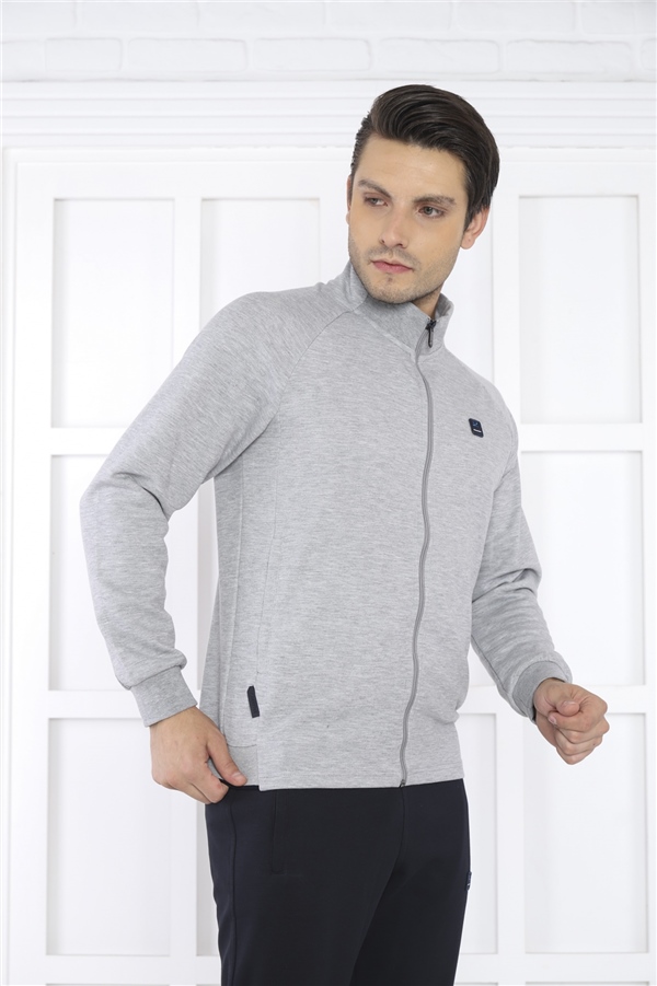 Escetic G2 Melanj Erkek Dik Yaka 4 Mevsim Nefes Alabilen Pamuklu Spor Slimfit Eşofman Takımı 6767