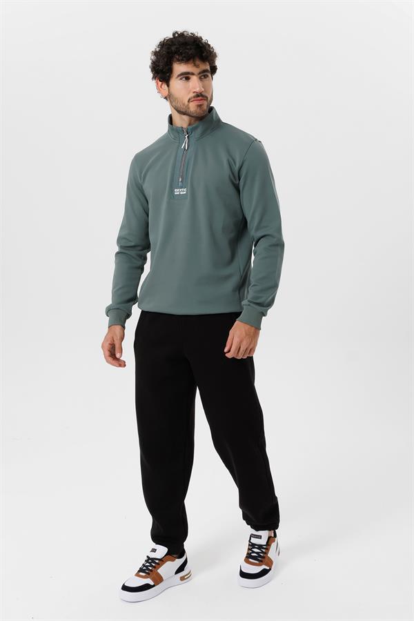 Escetic Erkek Su Yeşili Double Face Kumaş Regular Kalıp 4 Mevsim Sweatshirt  T0117