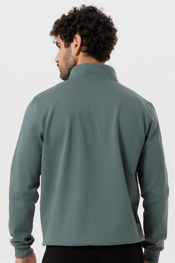Escetic Erkek Su Yeşili Double Face Kumaş Regular Kalıp 4 Mevsim Sweatshirt  T0117