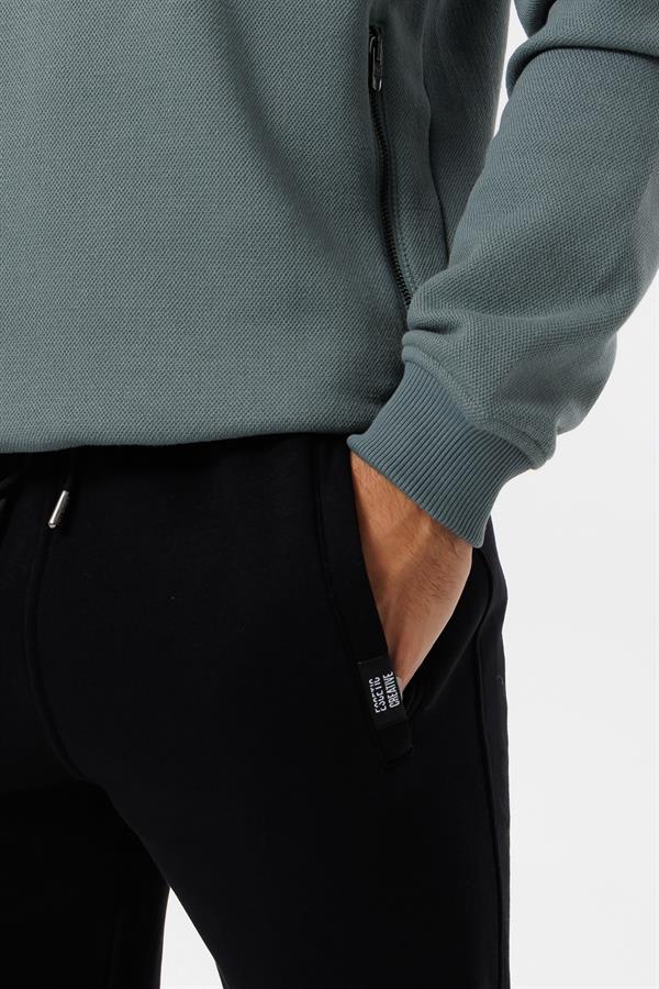 Escetic Erkek Su Yeşili Kalın Polarlı Slimfit Kışlık Sweatshirt T0120