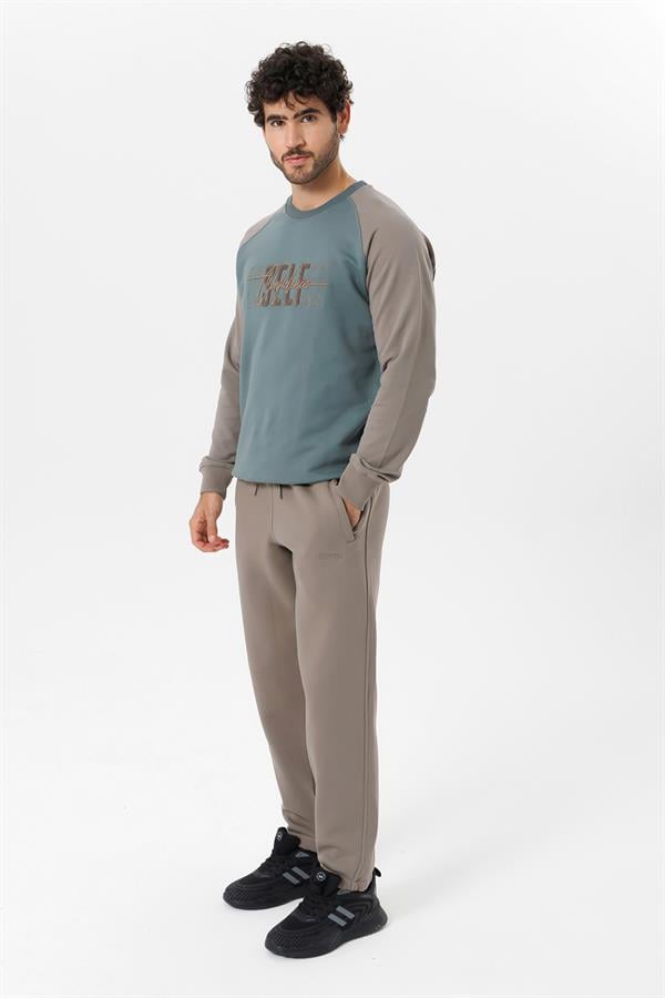 Escetic Erkek Su Yeşili Şardonsuz 3 İplik Casual Kalıp Erkek Sweatshirt T0139