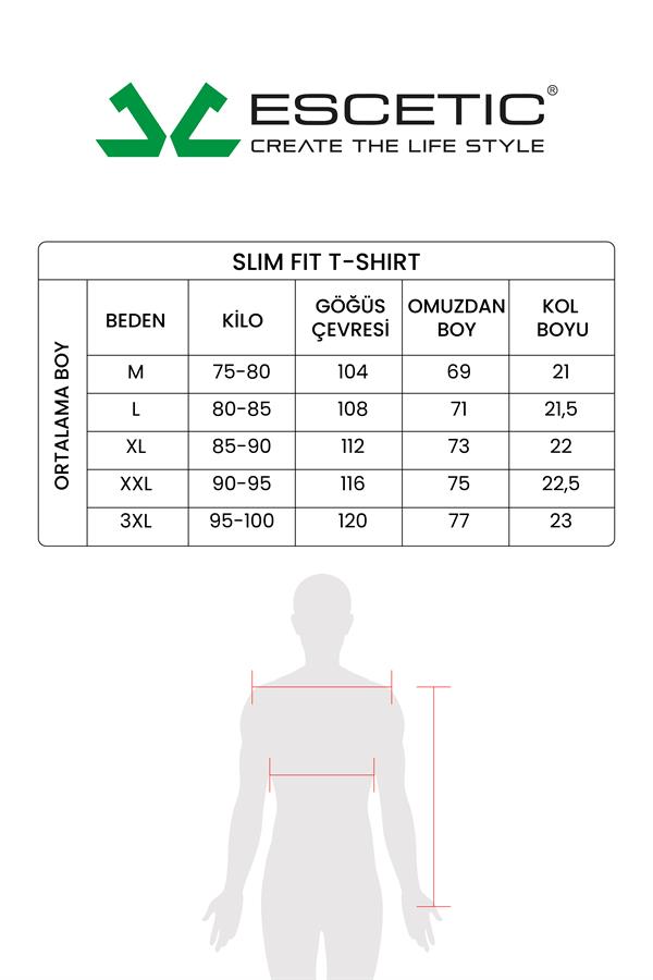 Escetic Erkek Su Yeşili Spor Sıfır Yaka Nefes Alan Penye Modal Kumaş Slimfit T-Shirt T0083