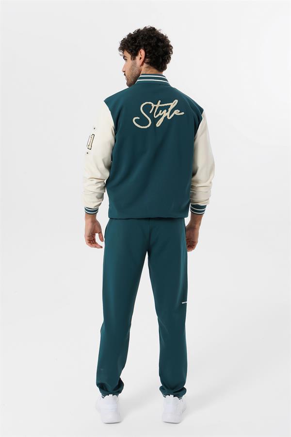 Escetic Yeşil Süper Pamuk Polyester Casual Kalıp Erkek Sweatshirt Hoodie Kolej Sweati TK0070