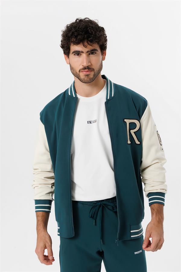 Escetic Yeşil Süper Pamuk Polyester Casual Kalıp Erkek Sweatshirt Hoodie Kolej Sweati TK0070