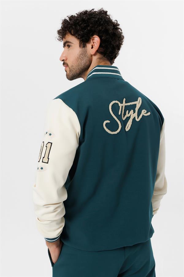 Escetic Yeşil Süper Pamuk Polyester Casual Kalıp Erkek Sweatshirt Hoodie Kolej Sweati TK0070