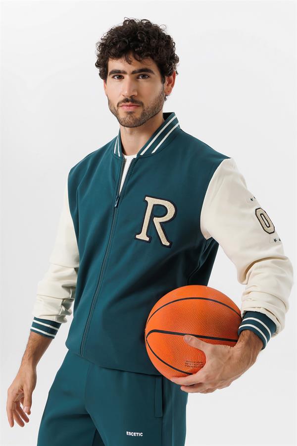 Escetic Yeşil Süper Pamuk Polyester Casual Kalıp Erkek Sweatshirt Hoodie Kolej Sweati TK0070