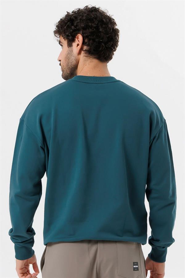 Escetic Erkek Yeşil Şardonsuz 3 İplik Casual Kalıp Erkek Sweatshirt T0121