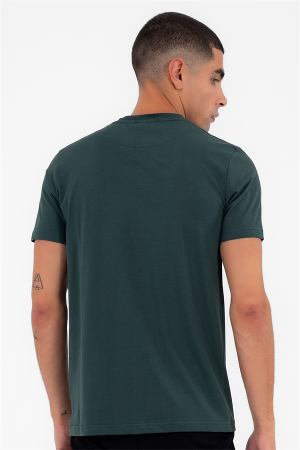 Escetic Erkek Yeşil Spor O Yaka Regular Kalıp Nefes Alan %100 Pamuk Süprem Kumaş T-Shirt T0025