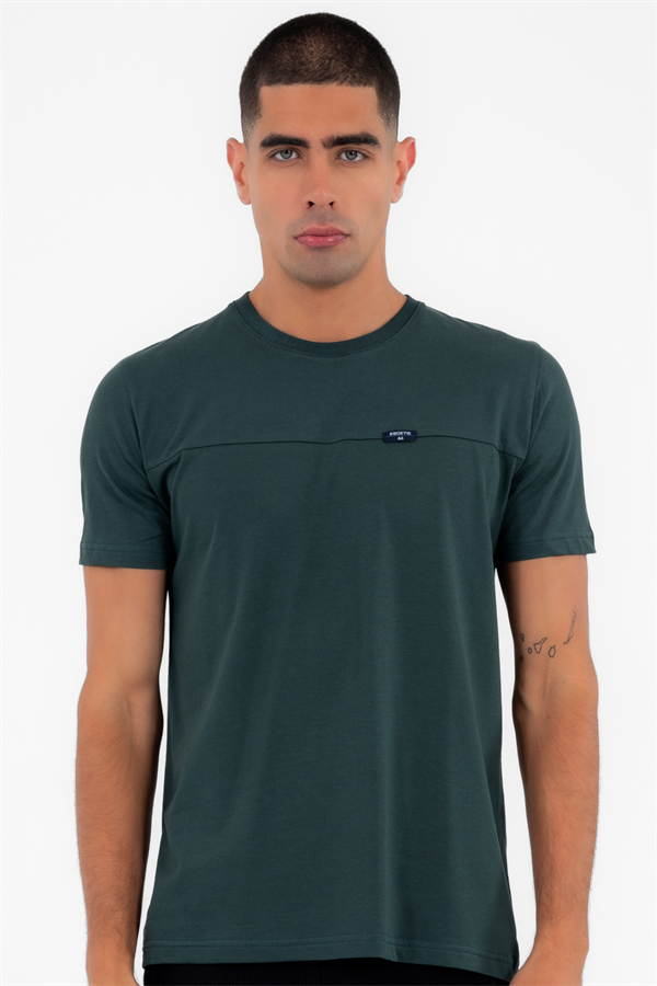 Escetic Erkek Yeşil Spor O Yaka Regular Kalıp Nefes Alan %100 Pamuk Süprem Kumaş T-Shirt T0025