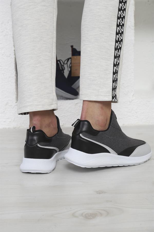 Escetic Füme Beyaz Erkek Sneaker, Nefes Alabilen Erkek Spor Ayakkabı, Hafif Yürüyüş Ayakkabısı AY0003