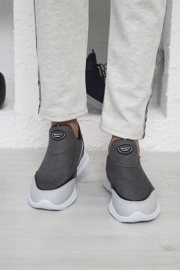 Escetic Füme Beyaz Erkek Sneaker, Nefes Alabilen Erkek Spor Ayakkabı, Hafif Yürüyüş Ayakkabısı AY0003