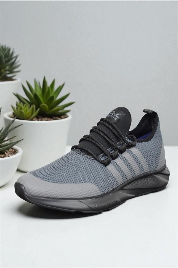 Escetic Füme Siyah Erkek Sneaker, Nefes Alabilen Erkek Spor Ayakkabı, Hafif Yürüyüş Ayakkabısı AY0006