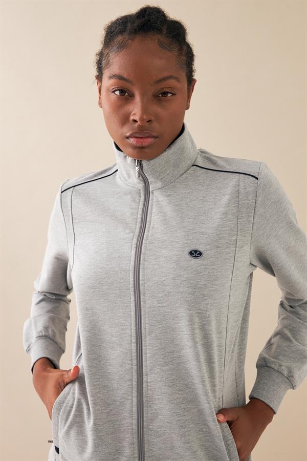 Escetic G2 Melanj Kadın Dik Yaka Nefes Alabilen 2 İplik 4 Mevsim Spor Tunik Eşofman Takım 6725