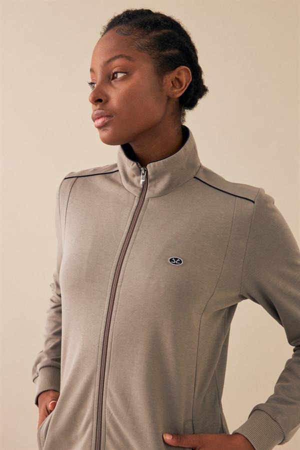 Escetic Açık Haki Kadın Dik Yaka Nefes Alabilen 2 İplik 4 Mevsim Spor Tunik Eşofman Takım 6725