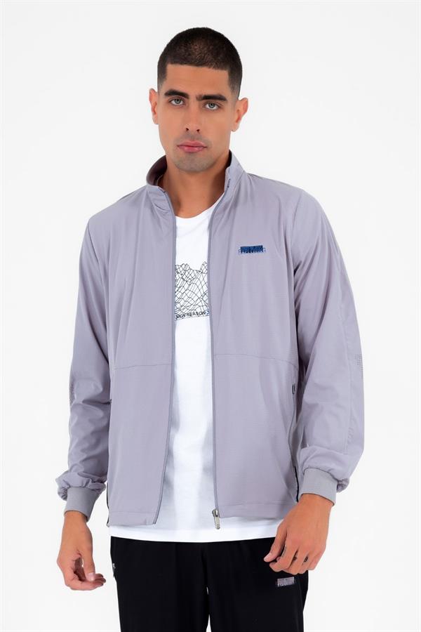 Escetic Gri Erkek Dik Yaka Spor Likra Nefes Alabilen 4 Cepli Yazlık Slimfit Spor Eşofman Takımı 6943