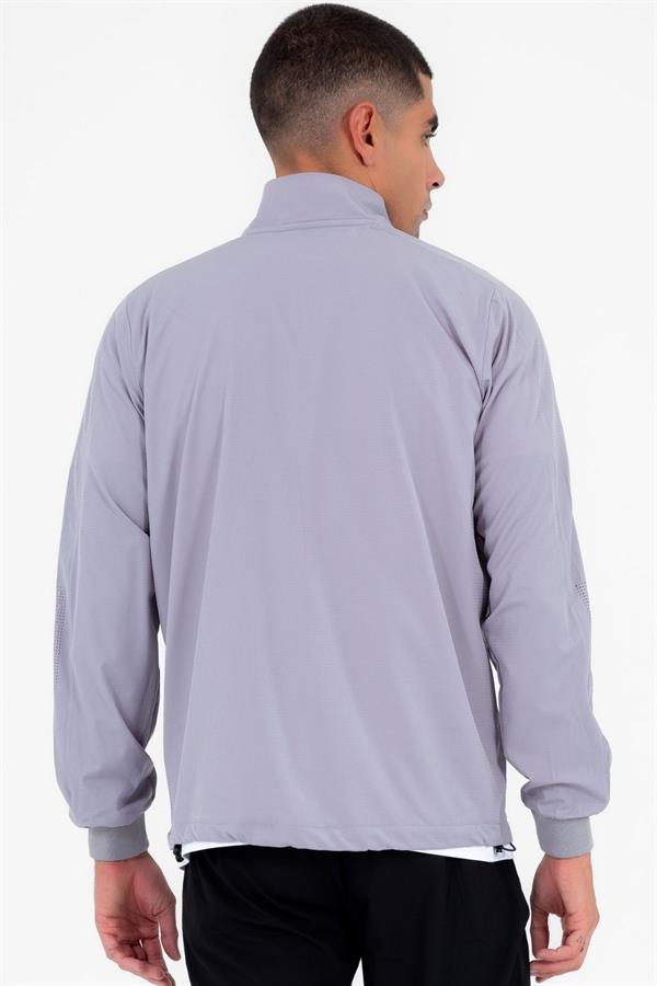 Escetic Gri Erkek Dik Yaka Spor Likra Nefes Alabilen 4 Cepli Yazlık Slimfit Spor Eşofman Takımı 6943