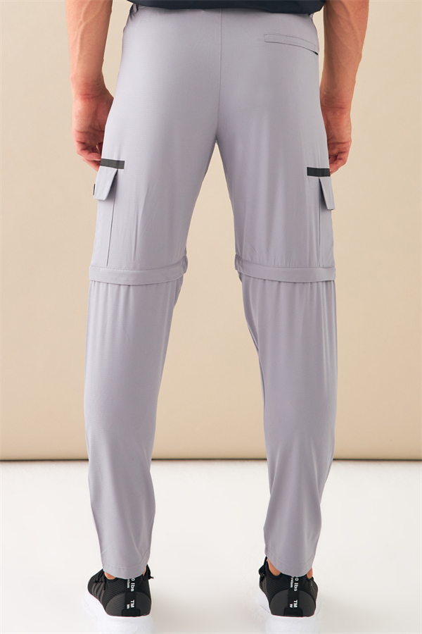  Escetic Gri Erkek Regular Kalıp Yazlık Esnek Spor Likra Kumaş Şort Olabilen Spor Eşofman Altı S0000