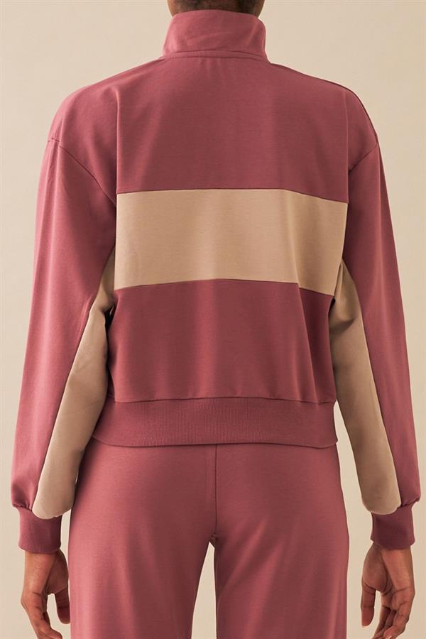 Escetic Gül Kurusu Kadın Casual Dik Yaka Nefes Alan 2 İplik 4 Mevsim Spor Eşofman Takımı A3132