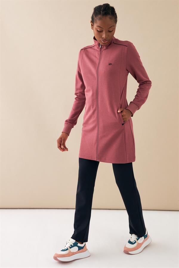 Escetic Gül Kurusu Kadın Dik Yaka Nefes Alabilen Modal Kumaş 4 Mevsim Spor Tunik Eşofman Takım 6725