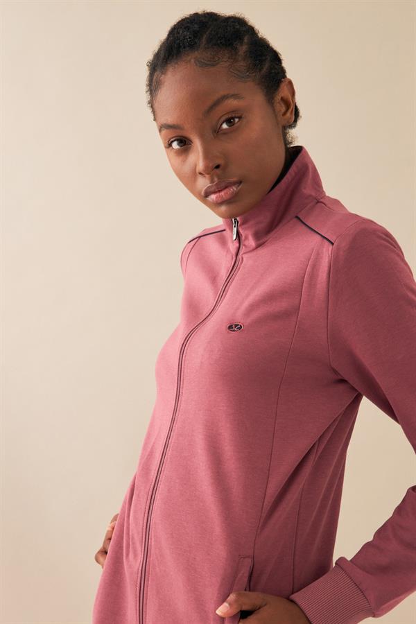 Escetic Gül Kurusu Kadın Dik Yaka Nefes Alabilen Modal Kumaş 4 Mevsim Spor Tunik Eşofman Takım 6725