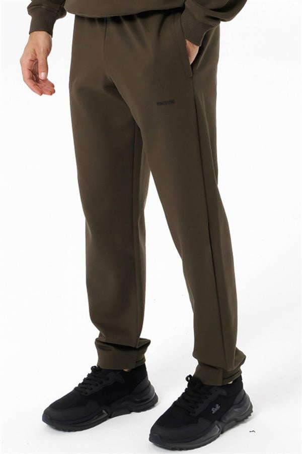 Escetic Haki 4 Mevsim Doubleface Kumaş Spor Slimfit Erkek Eşofman Altı S0023