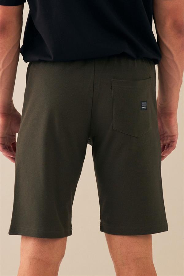 Escetic Haki Erkek Casual Rahat Kalıp %100 Pamuk Nefes Alabilen Petek Süprem Kumaş Spor Şort B1540