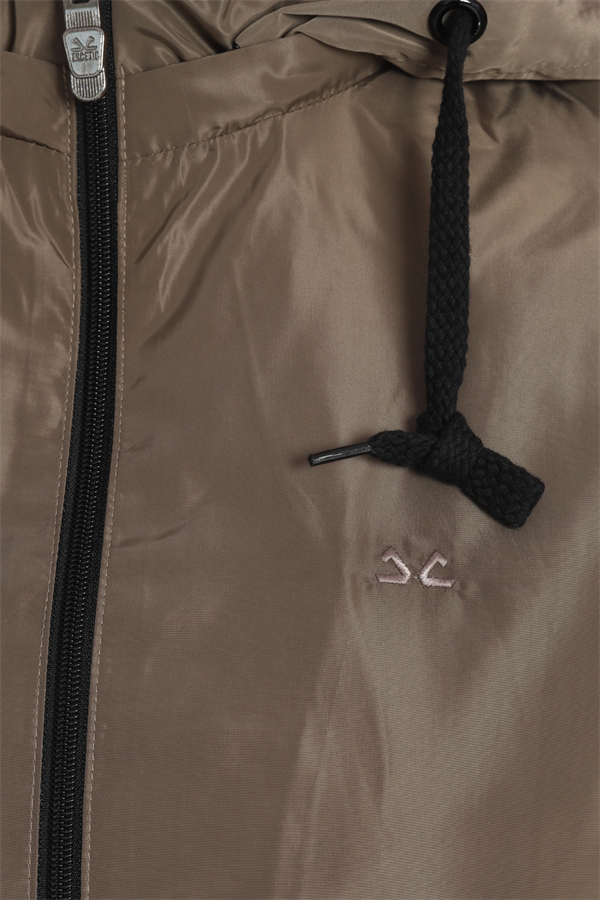 Escetic Haki Kadın Çıkarılabilir Kapüşonlu File Astarlı Su İtici Rüzgarlık İnce Ceket 7085