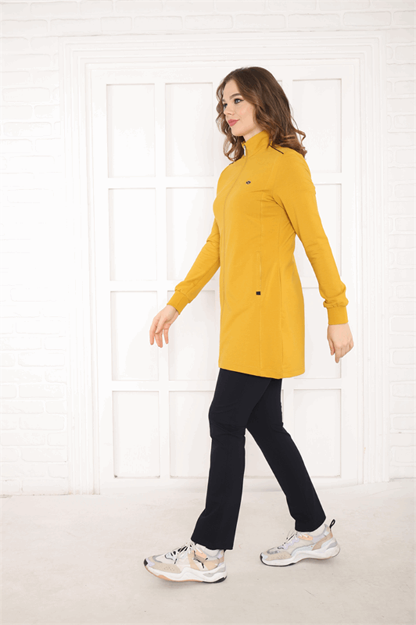 Escetic Hardal Kadın Dik Yaka Nefes Alabilen 2 İplik 4 Mevsim Spor Tunik Eşofman Takım 6725