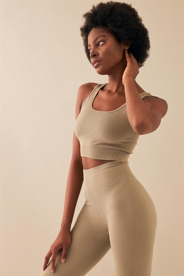 Escetic Kadın Midstone Toparlayıcı Yüksek Bel Extra Esnek Fitness Yoga Plates Bra Tayt Takım 3087