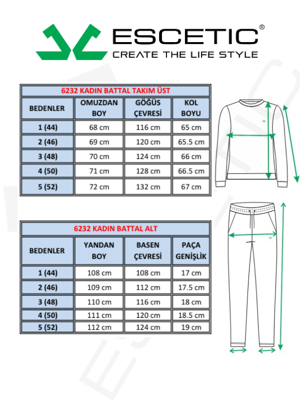 Escetic Kadın Siyah Battal/Büyük Beden Dik Yaka 4 Mevsim Süper 2 İplik Spor Eşofman Takımı 6232