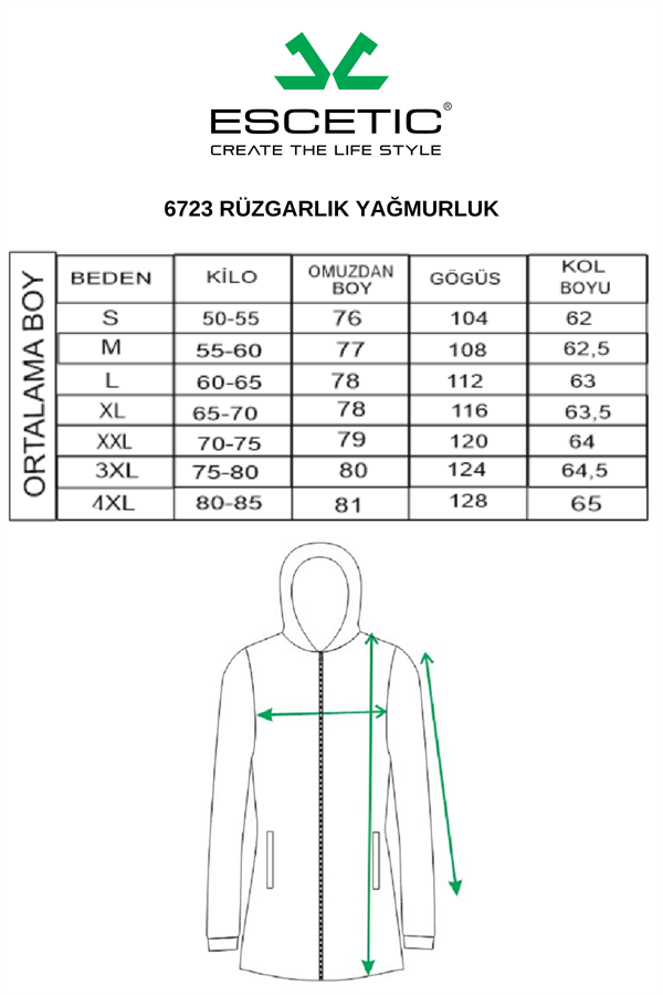 Escetic Kadın Siyah File Astarlı Cepli Kapüşonlu Spor Rüzgarlık Yagmurluk İnce Ceket 6723