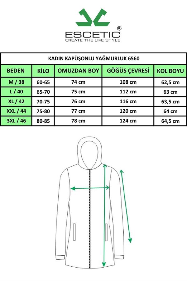 Escetic Kırmızı Kadın Spor Kapişonlu  Su İtici Rüzgarlık Fermuarlu İnce Ceket 6560