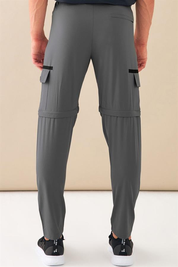 Escetic Koyu Gri Erkek Slimfit Yazlık Spor Likra Kumaş Şort Olabilen Spor Eşofman Altı S0000