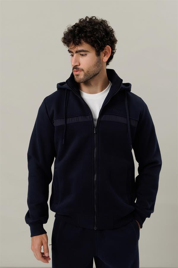 Escetic Lacivert Casual Kalıp Şardonlu 370 Gram 3 İplik Kumaş 4 Cepli Erkek Eşofman Takımı TK0078