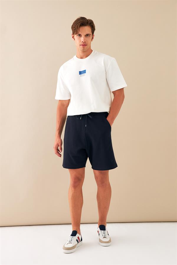 Escetic Lacivert Erkek Casual Rahat Kalıp Nefes Alabilen ABD Pike Kumaş Spor Şort B1502