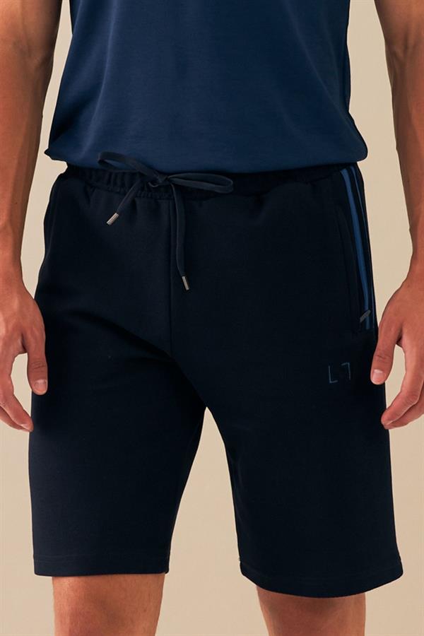 Escetic Lacivert Erkek Casual Rahat Kalıp %100 Pamuk Nefes Alabilen Petek Süprem Kumaş Spor Şort B1540