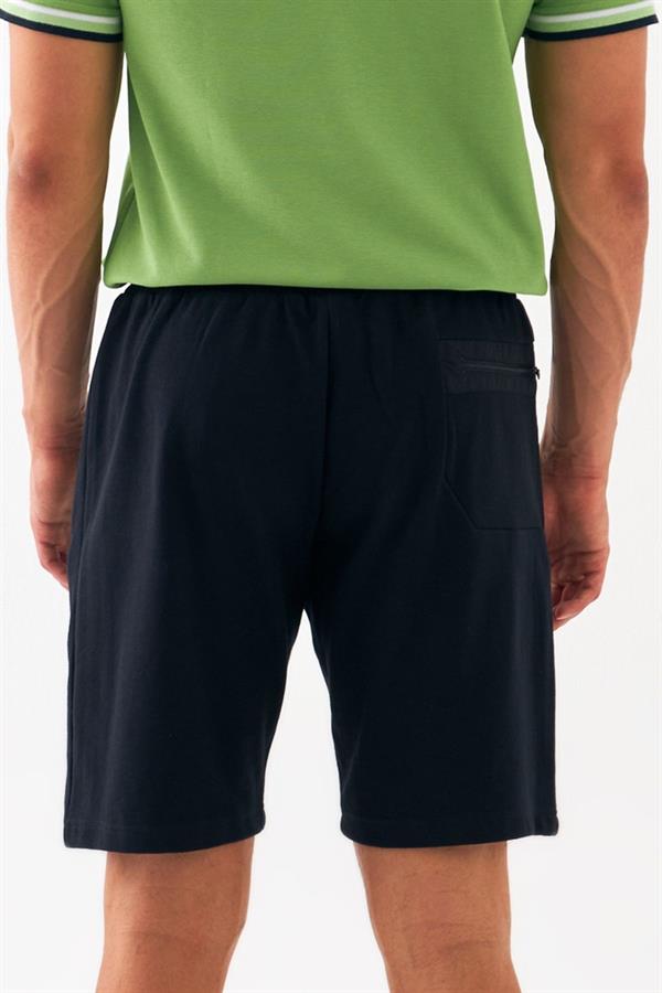 Escetic Lacivert Erkek Casual Rahat Kalıp Nefes Alabilen Pamuklu Drops İnterlok Kumaş Spor Şort B1511