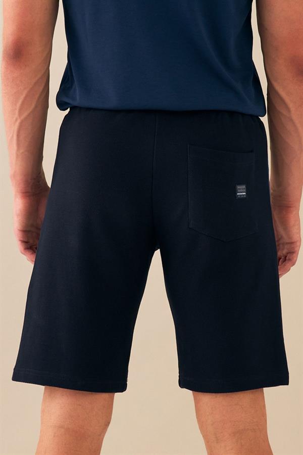 Escetic Lacivert Erkek Casual Rahat Kalıp %100 Pamuk Nefes Alabilen Petek Süprem Kumaş Spor Şort B1540