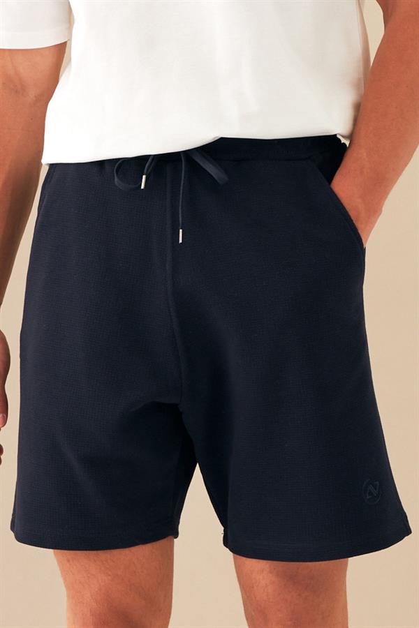 Escetic Lacivert Erkek Casual Rahat Kalıp Nefes Alabilen ABD Pike Kumaş Spor Şort B1502