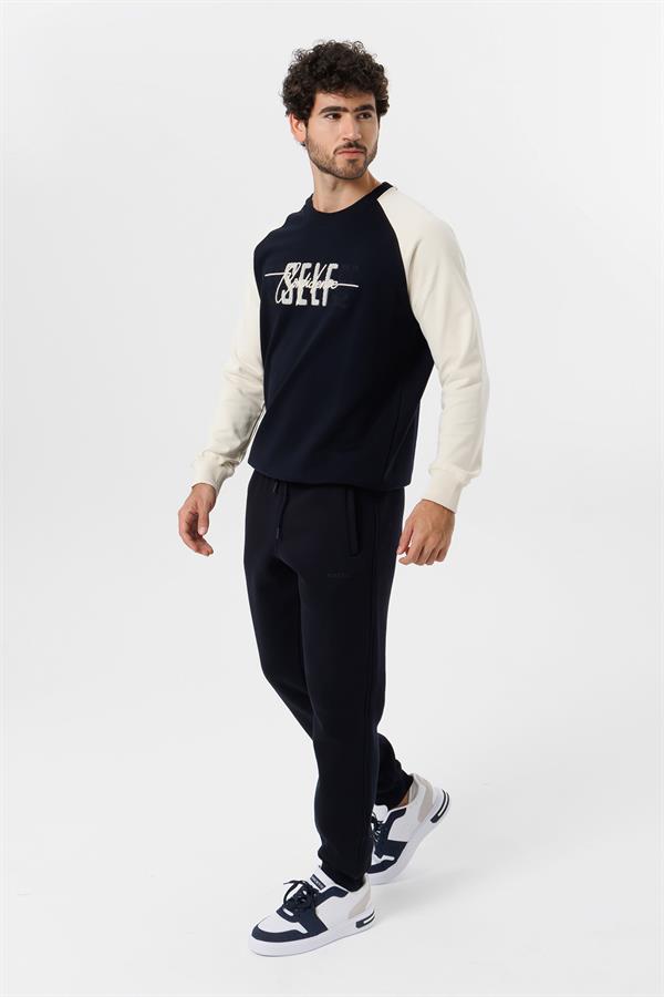 Escetic Lacivert Erkek Polarlı 3 İplik Kışlık Spor Eşofman Altı - Kalın ve Rahat B1591