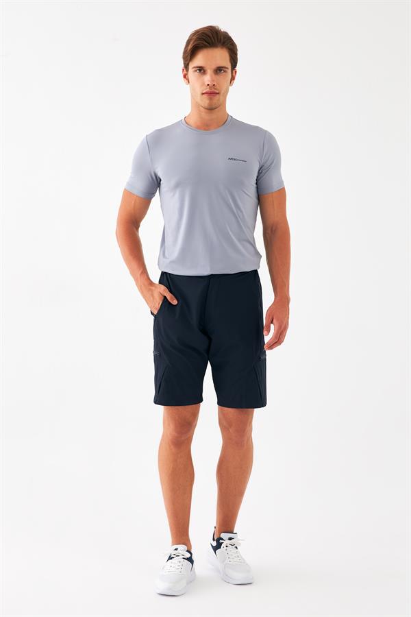 Escetic Lacivert Erkek Regular Kalıp Nefes Alabilen Yazlık Esnek Spor Likra Kumaş Spor Şort B1492