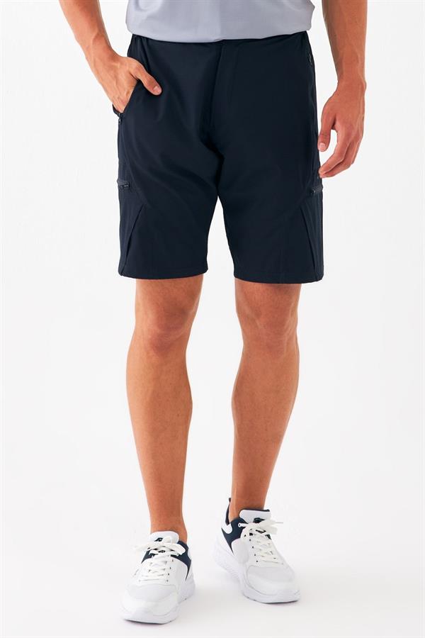 Escetic Lacivert Erkek Regular Kalıp Nefes Alabilen Yazlık Esnek Spor Likra Kumaş Spor Şort B1492
