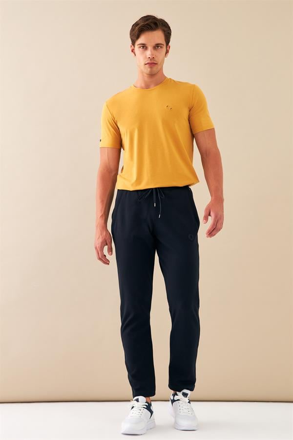 Escetic Lacivert Erkek Slimfit Kalıp Nefes Alabilen Pamuklu Drops İnterlok Kumaş Spor Eşofman Altı S0005