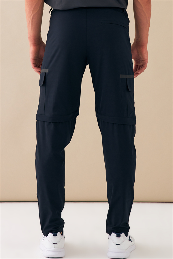 Escetic Lacivert Erkek Regular Kalıp Yazlık Esnek Spor Likra Kumaş Şort Olabilen Spor Eşofman Altı S0000