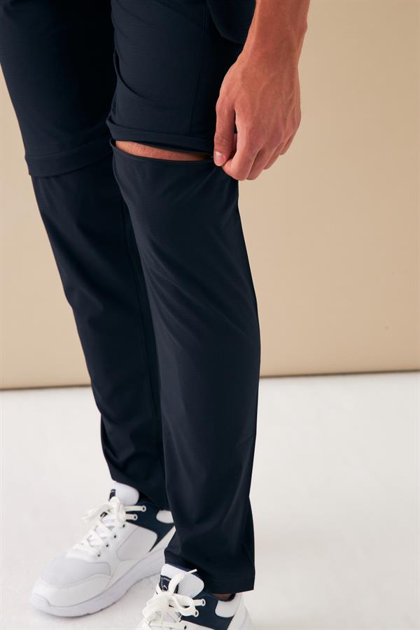 Escetic Lacivert Erkek Regular Kalıp Yazlık Esnek Spor Likra Kumaş Şort Olabilen Spor Eşofman Altı S0000