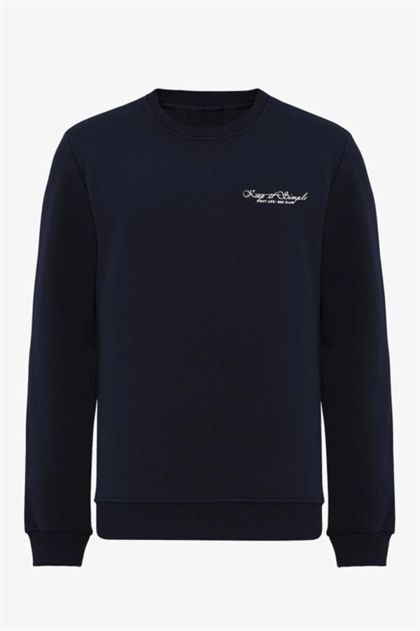 Escetic Lacivert İçi Polarlı 3 İplik Oversize Kadın Sweatshirt T0129