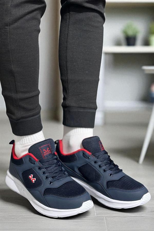 Escetic Lacivert Kırmızı Erkek Anorak Gövde Yazlık Sneaker Hafif Spor Ayakkabı AY0012