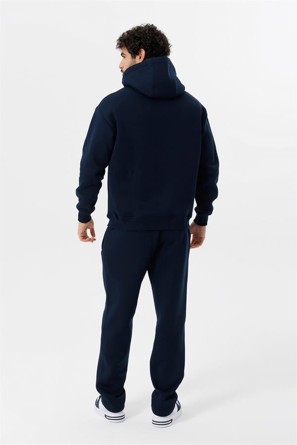Escetic Lacivert Polarlı Rahat Kalıp Kalın Kışlık Erkek Eşofman Takımı A3138